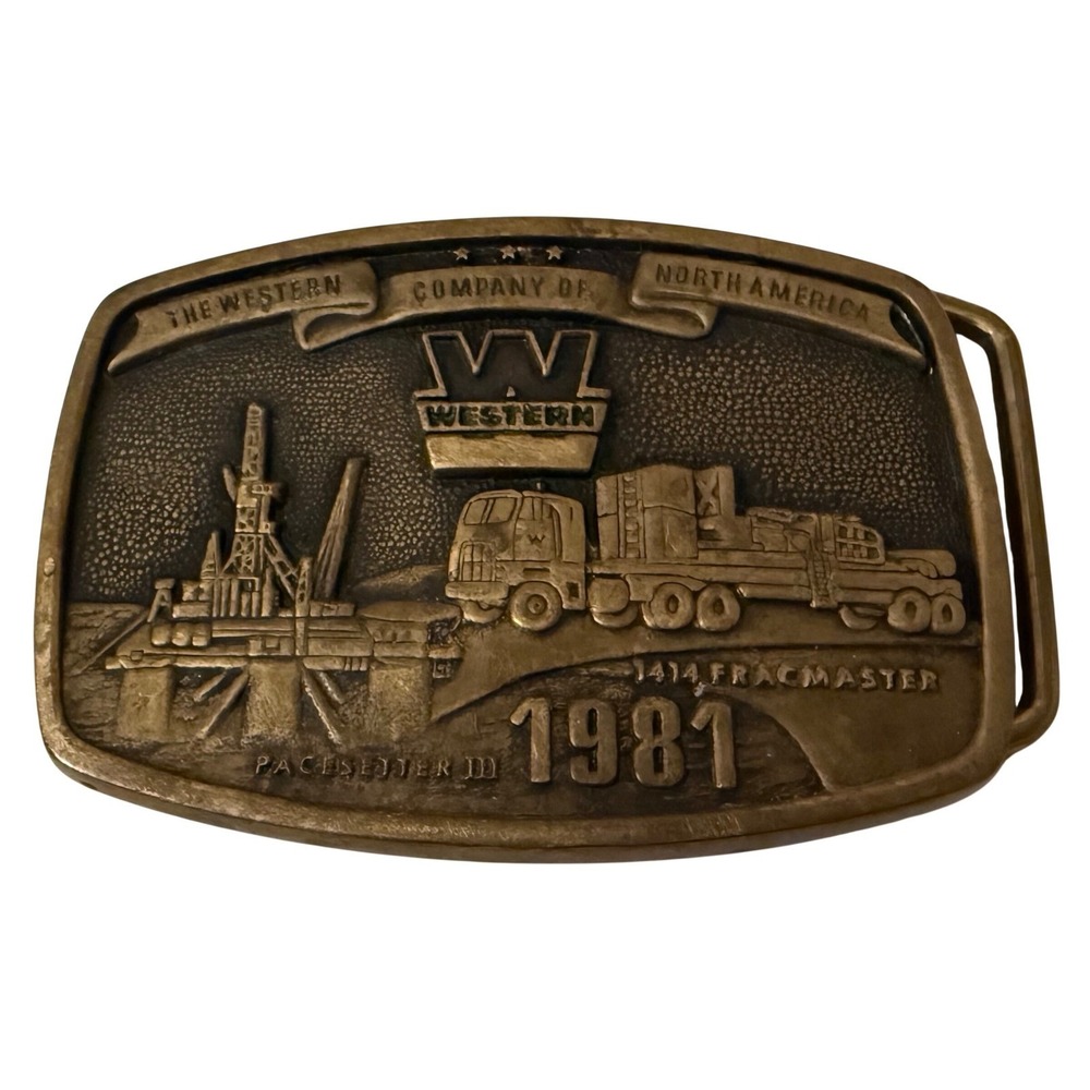 Vintage 1981 Western Company of North America Brass Belt Buckle - 2nd Edition